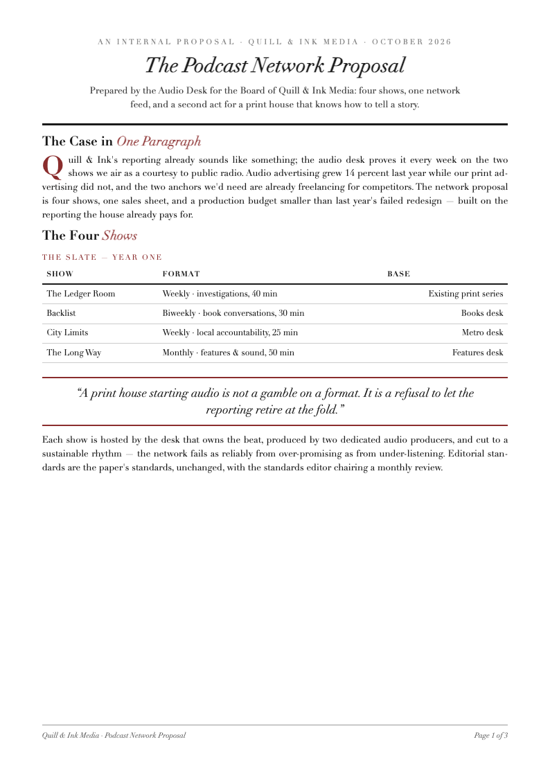 Editorial magazine company proposal